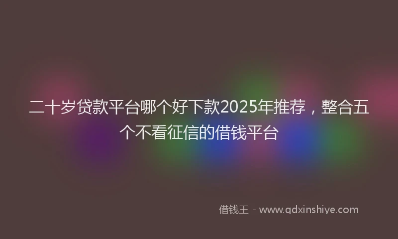 二十岁贷款平台哪个好下款2025年推荐，整合五个不看征信的借钱平台
