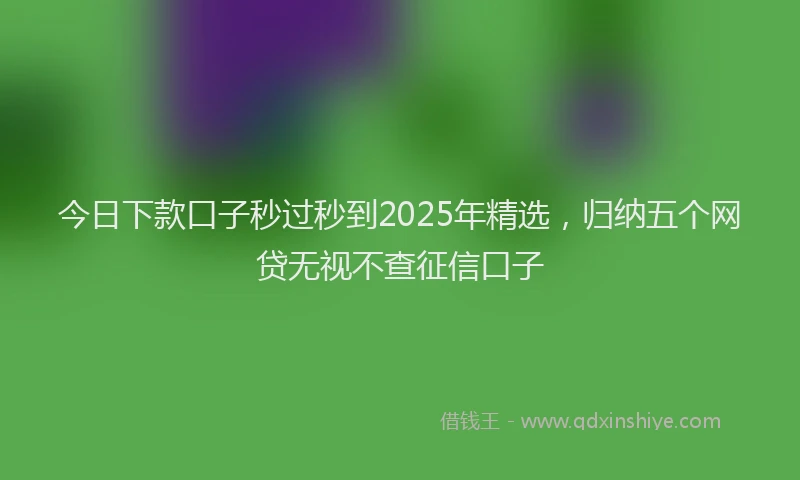 今日下款口子秒过秒到2025年精选，归纳五个网贷无视不查征信口子
