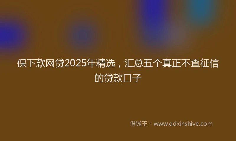 保下款网贷2025年精选，汇总五个真正不查征信的贷款口子