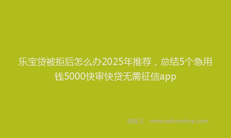 乐宝贷被拒后怎么办2025年推荐，总结5个急用钱5000快审快贷无需征信app