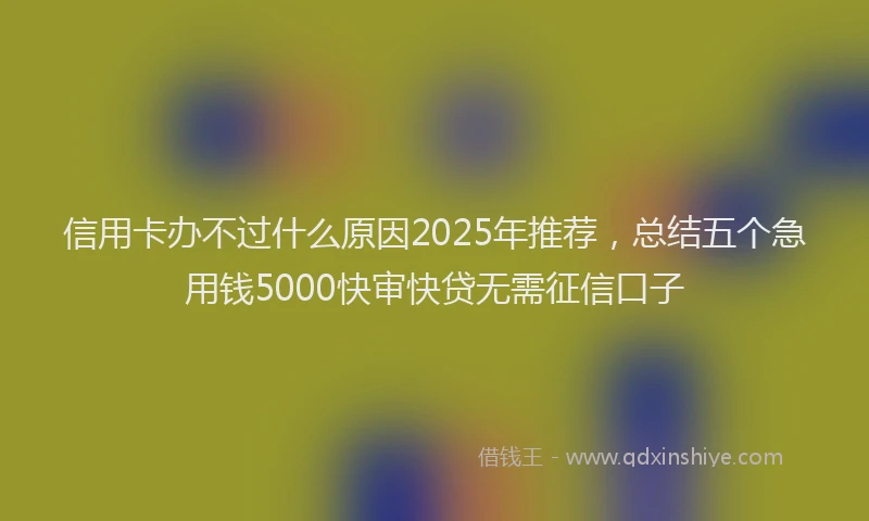 信用卡办不过什么原因2025年推荐，总结五个急用钱5000快审快贷无需征信口子
