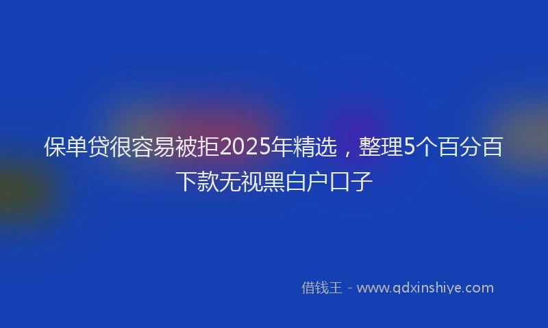 保单贷很容易被拒2025年精选，整理5个百分百下款无视黑白户口子