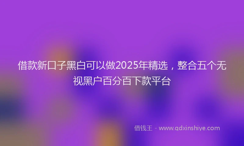 借款新口子黑白可以做2025年精选，整合五个无视黑户百分百下款平台