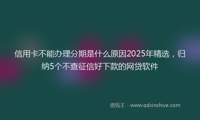 信用卡不能办理分期是什么原因2025年精选，归纳5个不查征信好下款的网贷软件