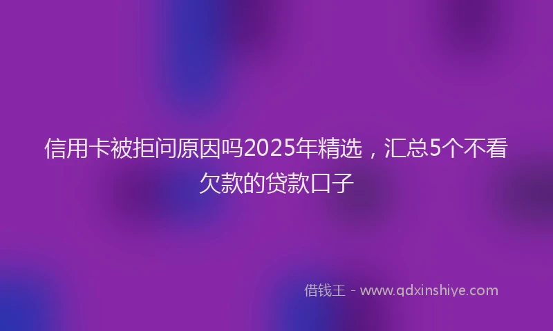 信用卡被拒问原因吗2025年精选，汇总5个不看欠款的贷款口子