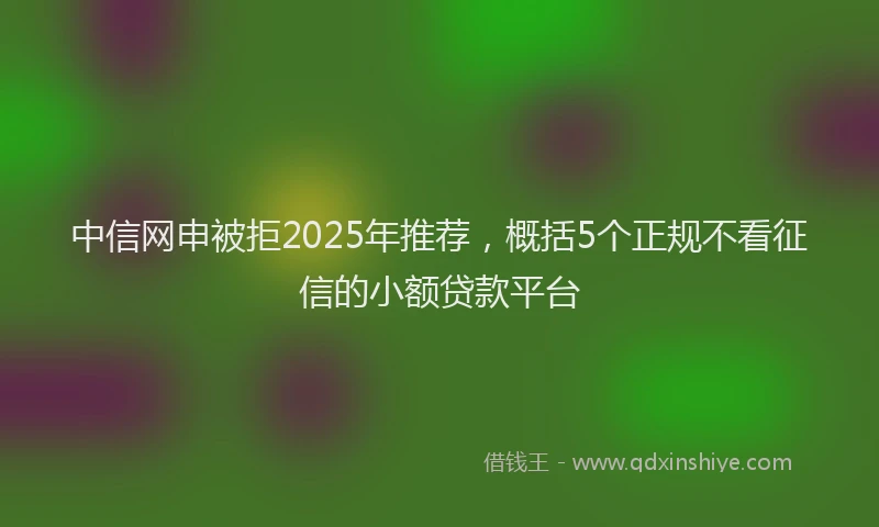 中信网申被拒2025年推荐，概括5个正规不看征信的小额贷款平台