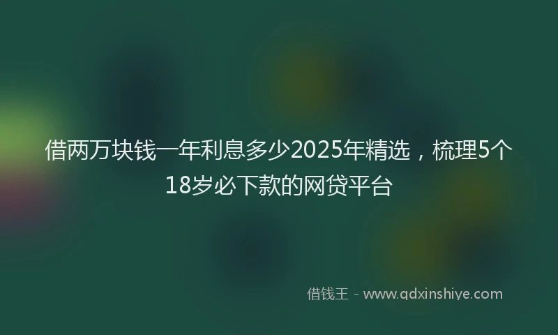 借两万块钱一年利息多少2025年精选，梳理5个18岁必下款的网贷平台