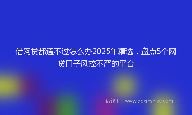借网贷都通不过怎么办2025年精选，盘点5个网贷口子风控不严的平台