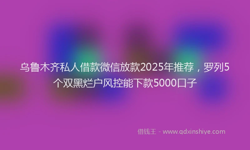 乌鲁木齐私人借款微信放款2025年推荐，罗列5个双黑烂户风控能下款5000口子