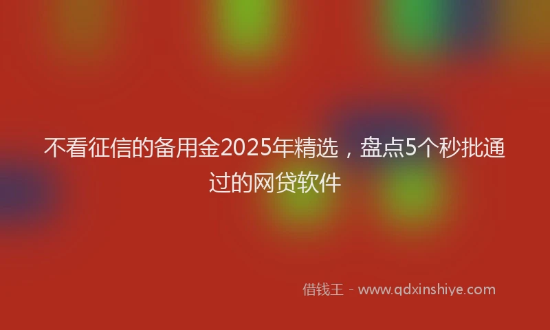 不看征信的备用金2025年精选，盘点5个秒批通过的网贷软件