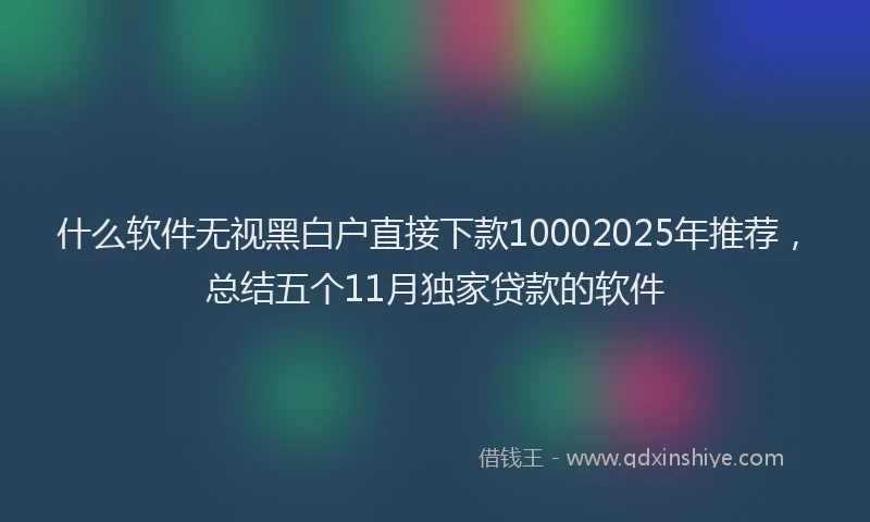什么软件无视黑白户直接下款10002025年推荐，总结五个11月独家贷款的软件