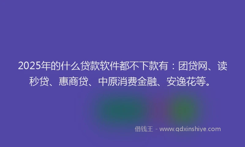 2025年的什么贷款软件都不下款有：团贷网、读秒贷、惠商贷、中原消费金融、安逸花等。