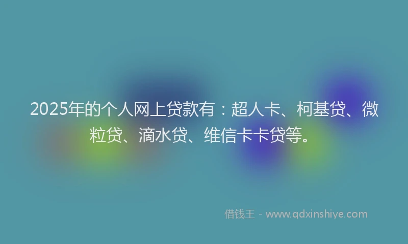 2025年的个人网上贷款有：超人卡、柯基贷、微粒贷、滴水贷、维信卡卡贷等。