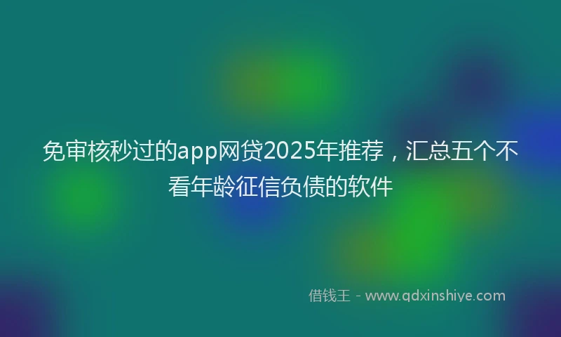 免审核秒过的app网贷2025年推荐，汇总五个不看年龄征信负债的软件