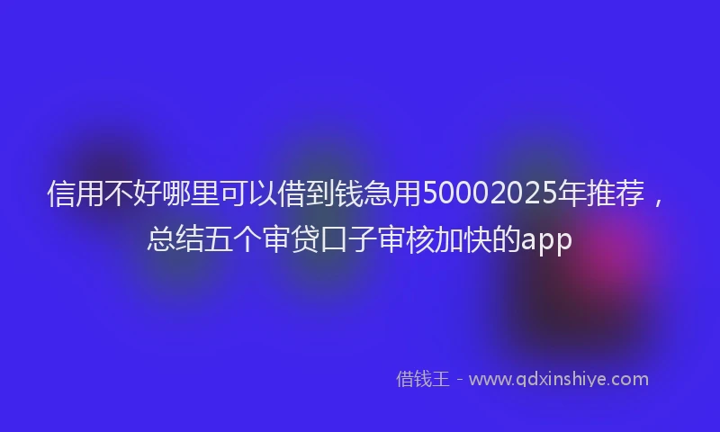 信用不好哪里可以借到钱急用50002025年推荐，总结五个审贷口子审核加快的app