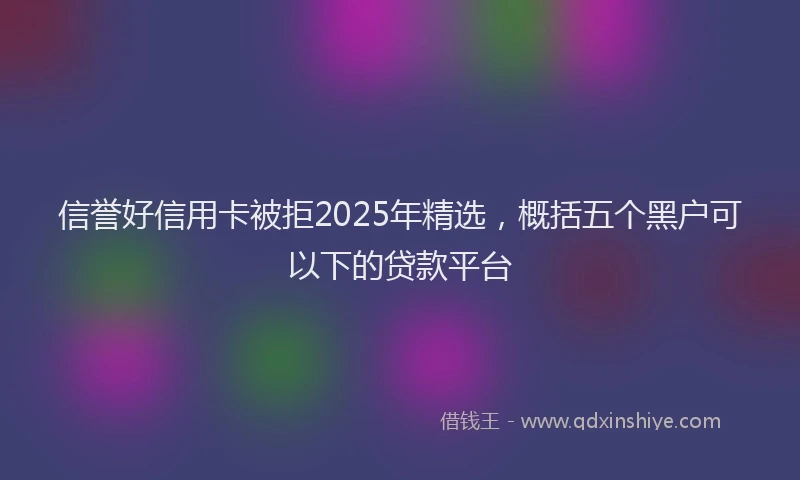 信誉好信用卡被拒2025年精选，概括五个黑户可以下的贷款平台