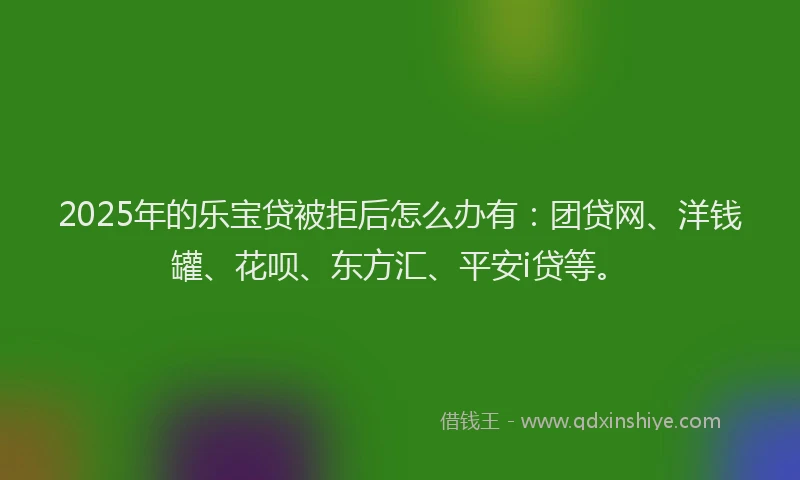 2025年的乐宝贷被拒后怎么办有:团贷网、洋钱罐、花呗、东方汇、平安i贷等。