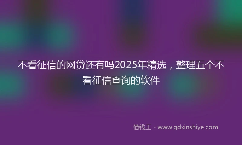 不看征信的网贷还有吗2025年精选，整理五个不看征信查询的软件
