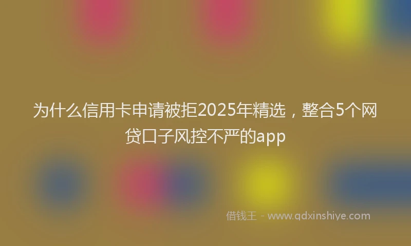 为什么信用卡申请被拒2025年精选，整合5个网贷口子风控不严的app