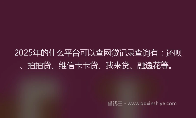 2025年的什么平台可以查网贷记录查询有：还呗、拍拍贷、维信卡卡贷、我来贷、融逸花等。