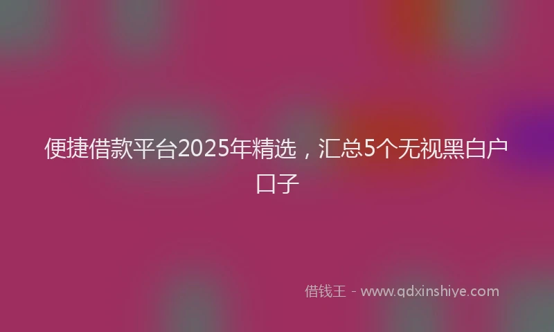 便捷借款平台2025年精选，汇总5个无视黑白户口子