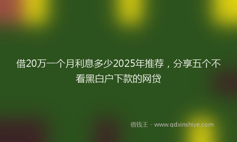 借20万一个月利息多少2025年推荐，分享五个不看黑白户下款的网贷
