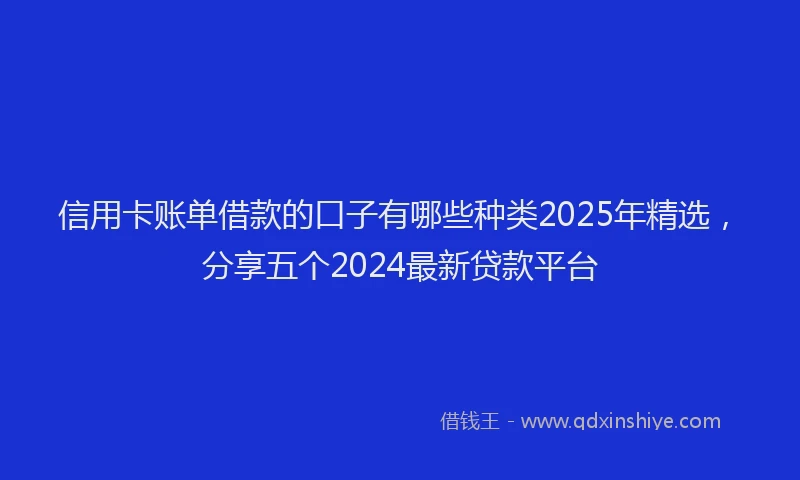 信用卡账单借款的口子有哪些种类2025年精选，分享五个2024最新贷款平台