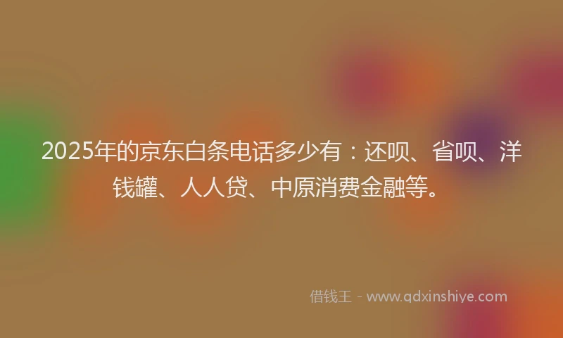2025年的京东白条电话多少有：还呗、省呗、洋钱罐、人人贷、中原消费金融等。
