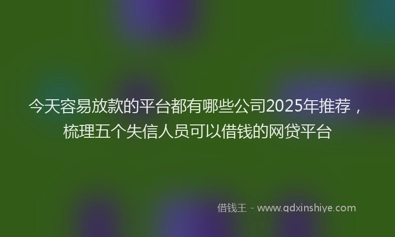 今天容易放款的平台都有哪些公司2025年推荐，梳理五个失信人员可以借钱的网贷平台