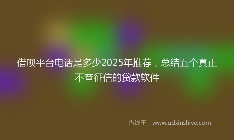 借呗平台电话是多少2025年推荐，总结五个真正不查征信的贷款软件