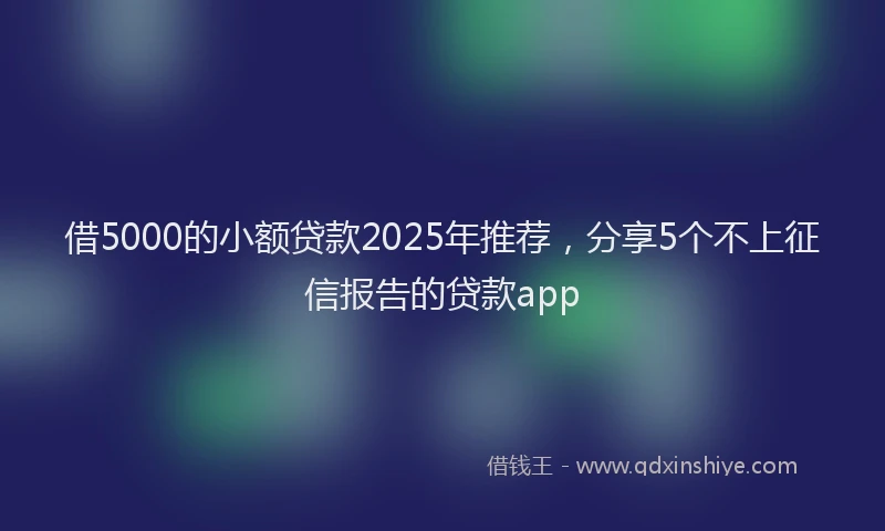 借5000的小额贷款2025年推荐，分享5个不上征信报告的贷款app