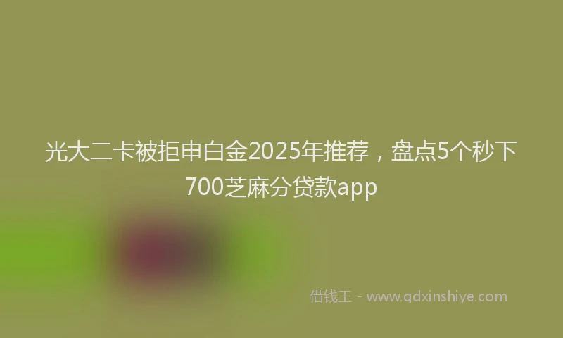 光大二卡被拒申白金2025年推荐，盘点5个秒下700芝麻分贷款app