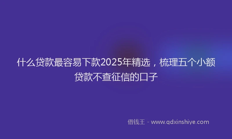 什么贷款最容易下款2025年精选，梳理五个小额贷款不查征信的口子