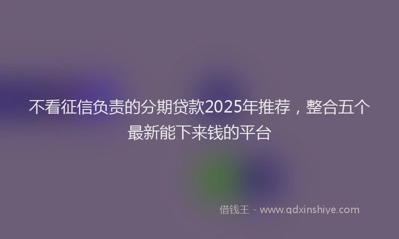 不看征信负责的分期贷款2025年推荐，整合五个最新能下来钱的平台