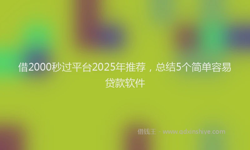 借2000秒过平台2025年推荐，总结5个简单容易贷款软件