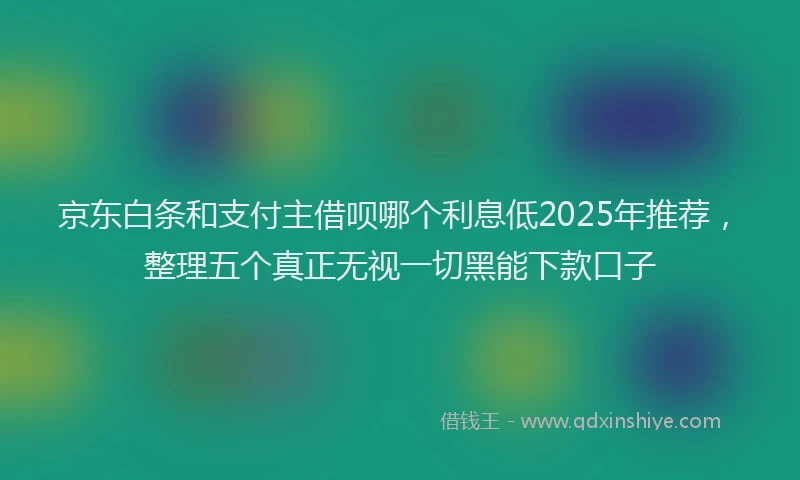 京东白条和支付主借呗哪个利息低2025年推荐，整理五个真正无视一切黑能下款口子
