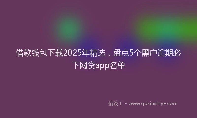 借款钱包下载2025年精选，盘点5个黑户逾期必下网贷app名单