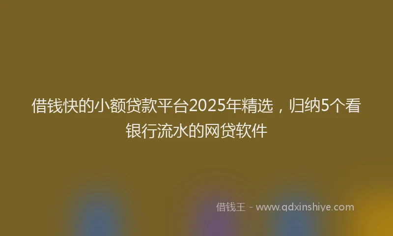 借钱快的小额贷款平台2025年精选，归纳5个看银行流水的网贷软件