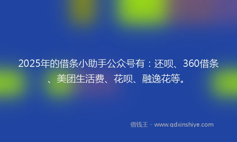 2025年的借条小助手公众号有：还呗、360借条、美团生活费、花呗、融逸花等。