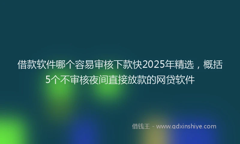 借款软件哪个容易审核下款快2025年精选，概括5个不审核夜间直接放款的网贷软件