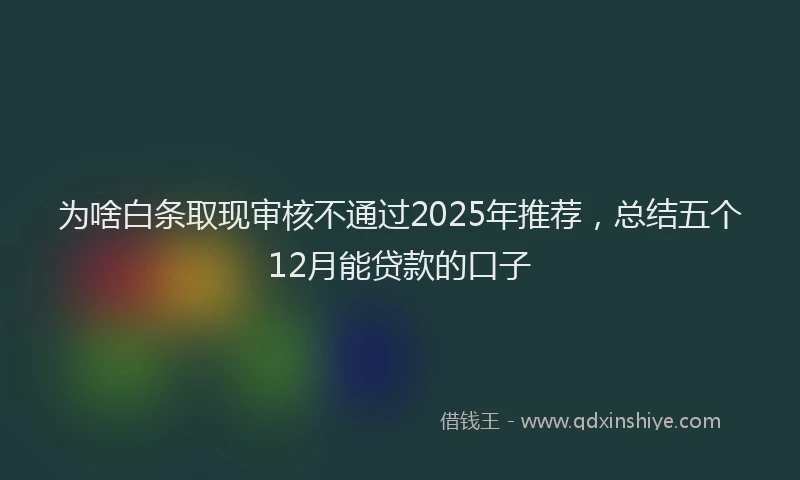 为啥白条取现审核不通过2025年推荐，总结五个12月能贷款的口子