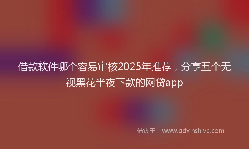 借款软件哪个容易审核2025年推荐，分享五个无视黑花半夜下款的网贷app