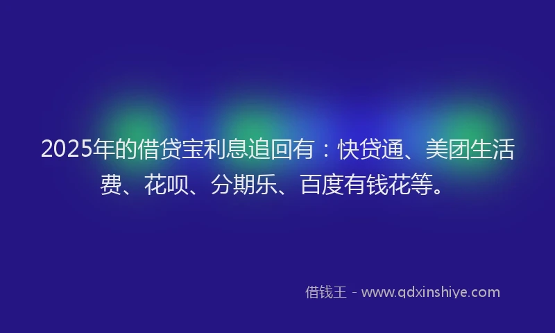 2025年的借贷宝利息追回有：快贷通、美团生活费、花呗、分期乐、百度有钱花等。
