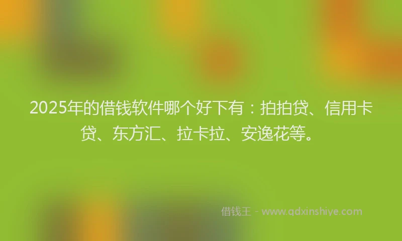 2025年的借钱软件哪个好下有：拍拍贷、信用卡贷、东方汇、拉卡拉、安逸花等。