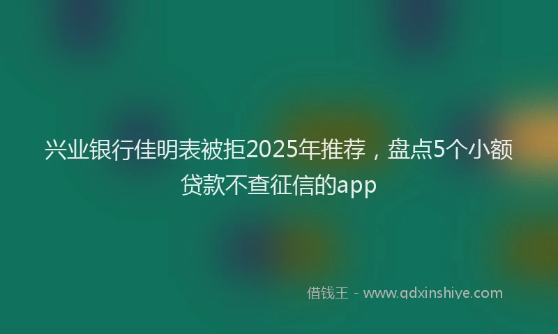 兴业银行佳明表被拒2025年推荐，盘点5个小额贷款不查征信的app