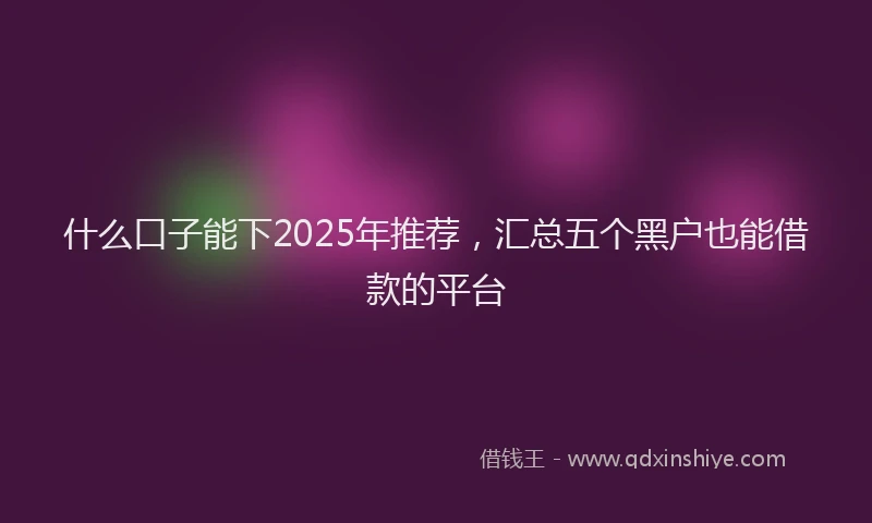 什么口子能下2025年推荐，汇总五个黑户也能借款的平台