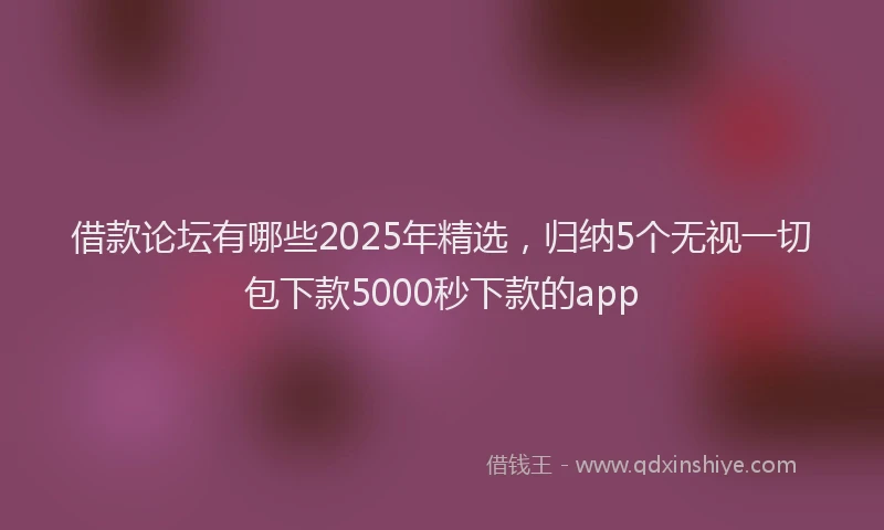 借款论坛有哪些2025年精选，归纳5个无视一切包下款5000秒下款的app