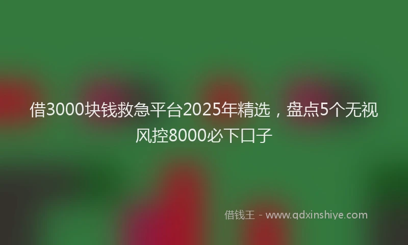 借3000块钱救急平台2025年精选，盘点5个无视风控8000必下口子