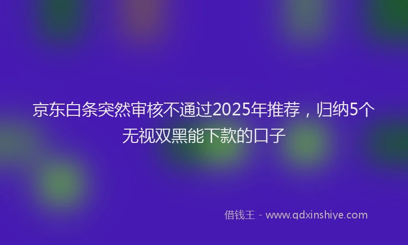 京东白条突然审核不通过2025年推荐，归纳5个无视双黑能下款的口子
