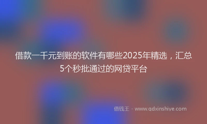 借款一千元到账的软件有哪些2025年精选，汇总5个秒批通过的网贷平台